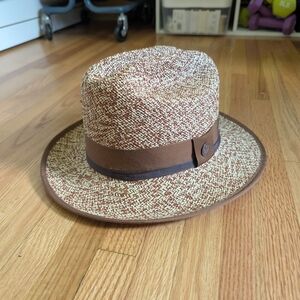 Goorin Bros Brown and Cream Woven Hat